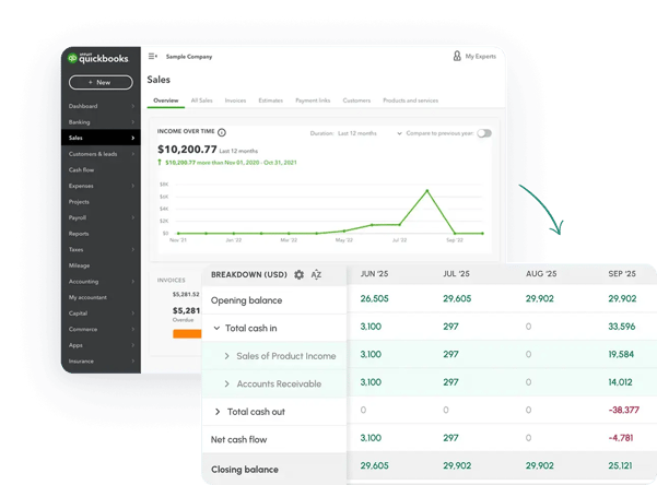 Cash flow frog software dashboard