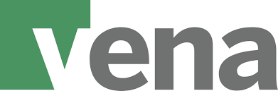 Vena Solutions logo with green geometric icon and gray wordmark on a transparent background.