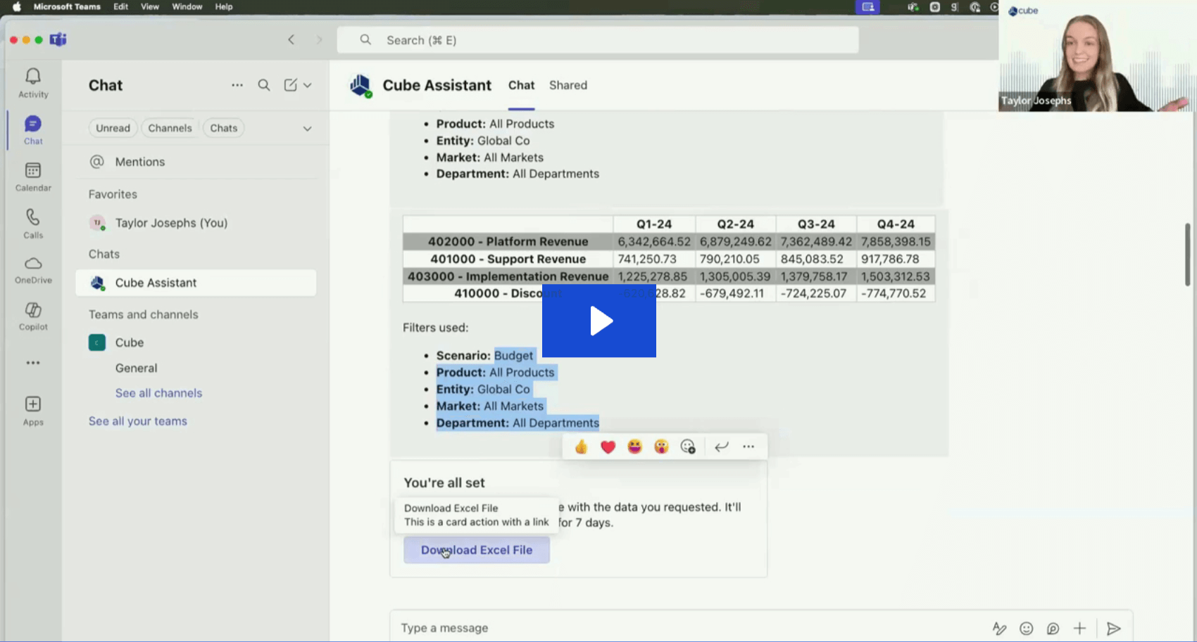 See Cube Live Inside Cubes AI for FP&A