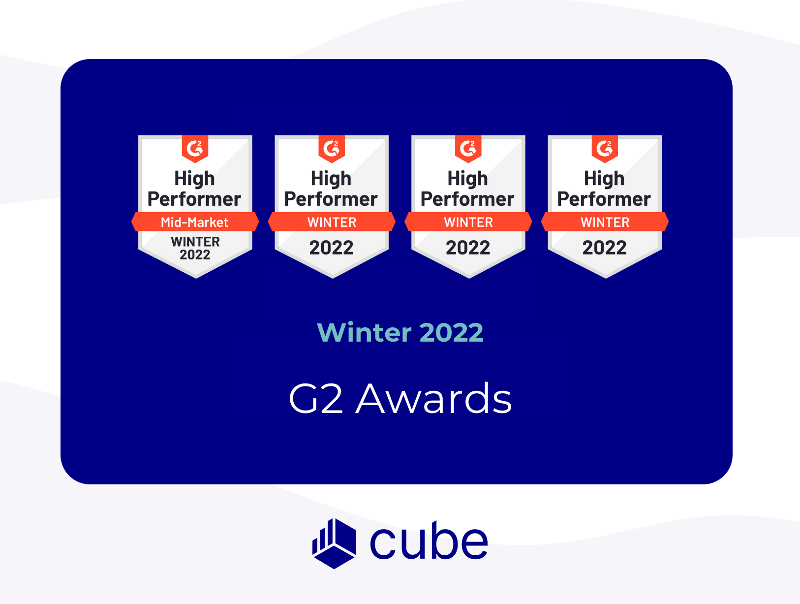 Cube Awarded Winter 2022 G2 Badges