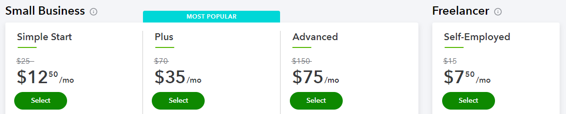 quickbooks pricing financial management software