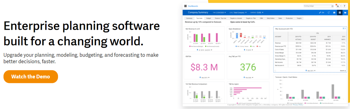 Workday Adaptive Planning Business Budgeting Software