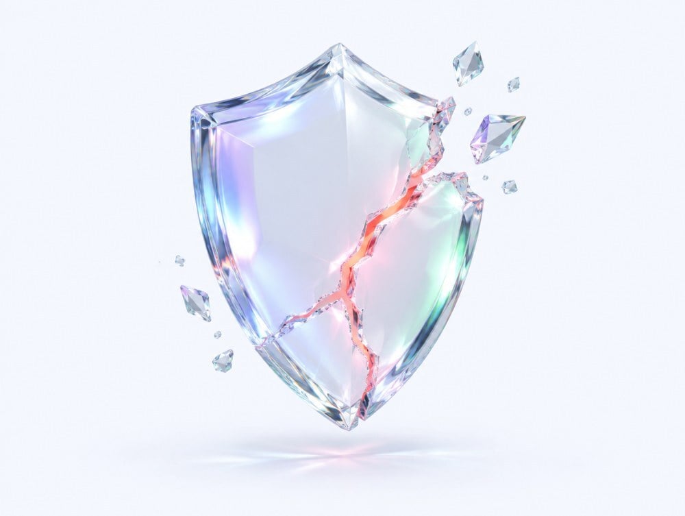 A cracked glass panel representing unreliable AI answers