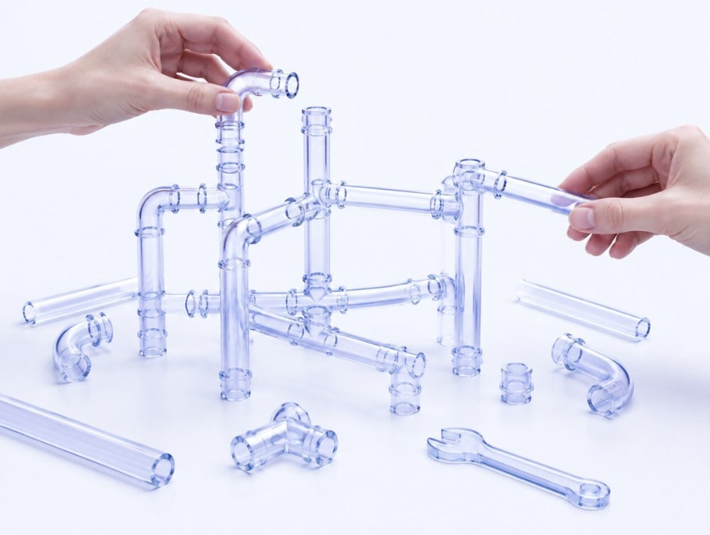 Tangled glass connectors representing raw API connections