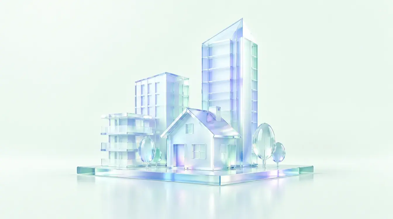 Glass house and tower on a glass base