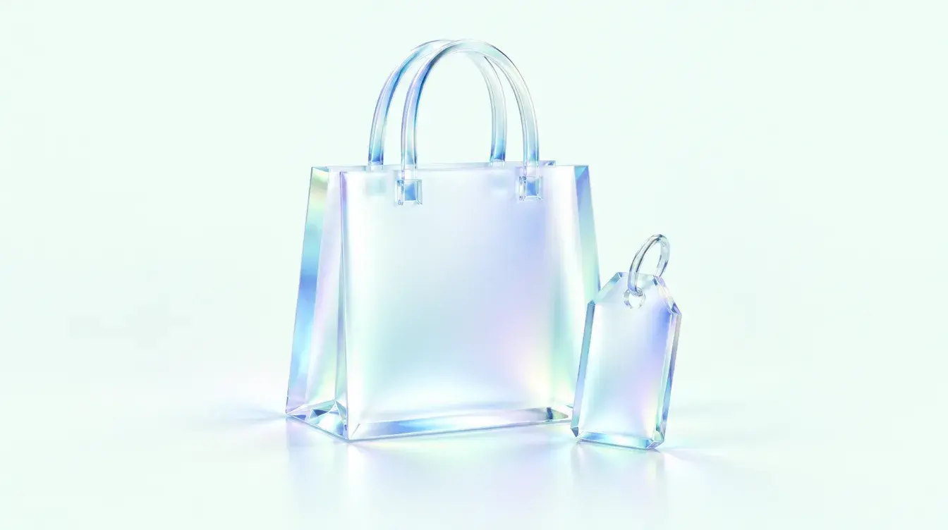 Glass shopping bag with a price tag