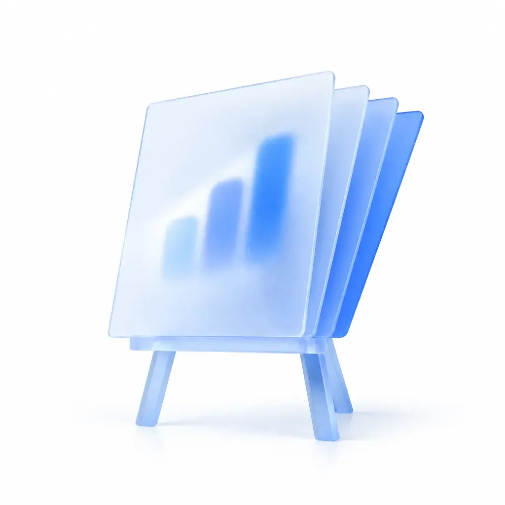 Glass presentation panels representing board reporting