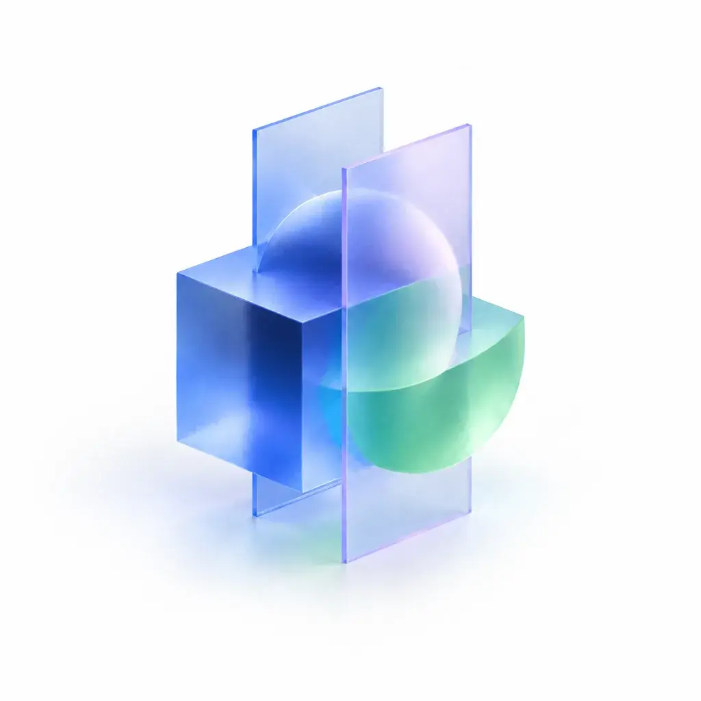 Glass panels linked by light, representing collaboration