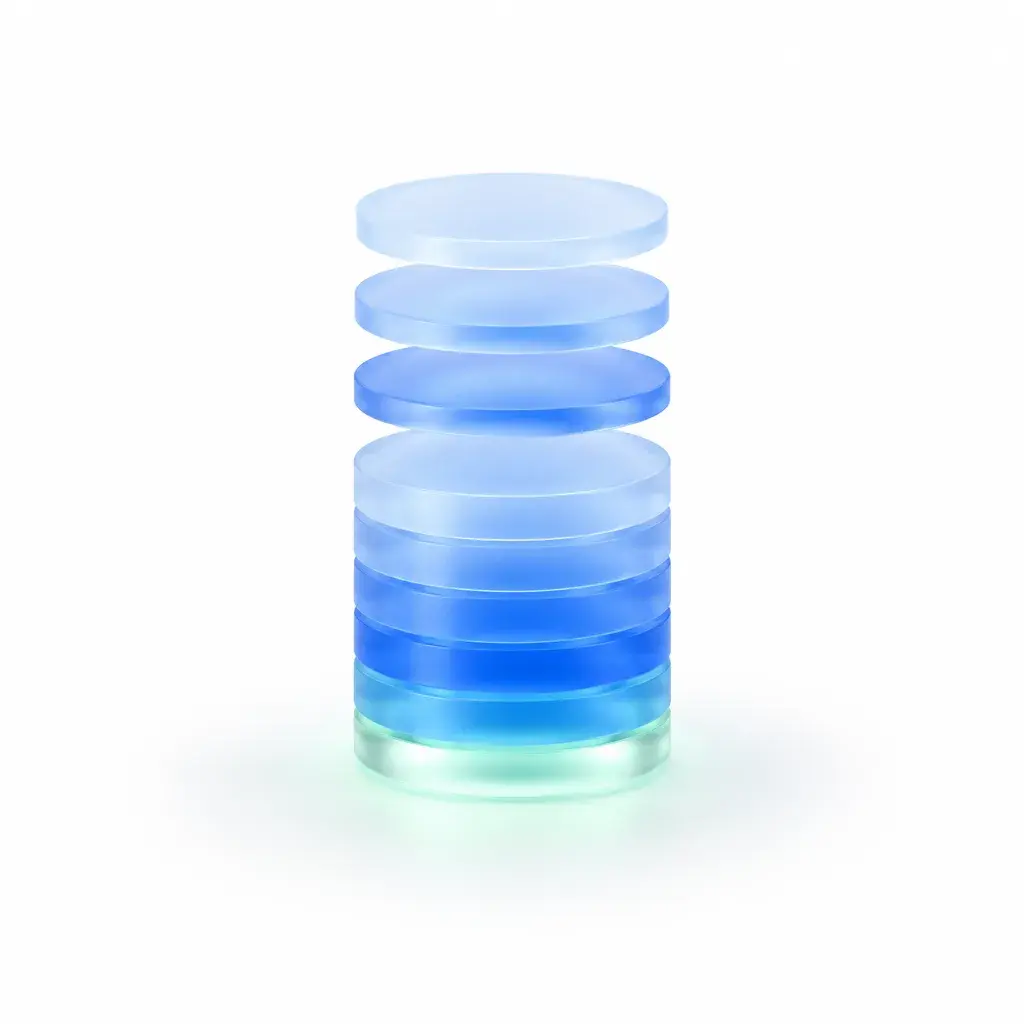 Glass layers merging into one, representing financial consolidation
