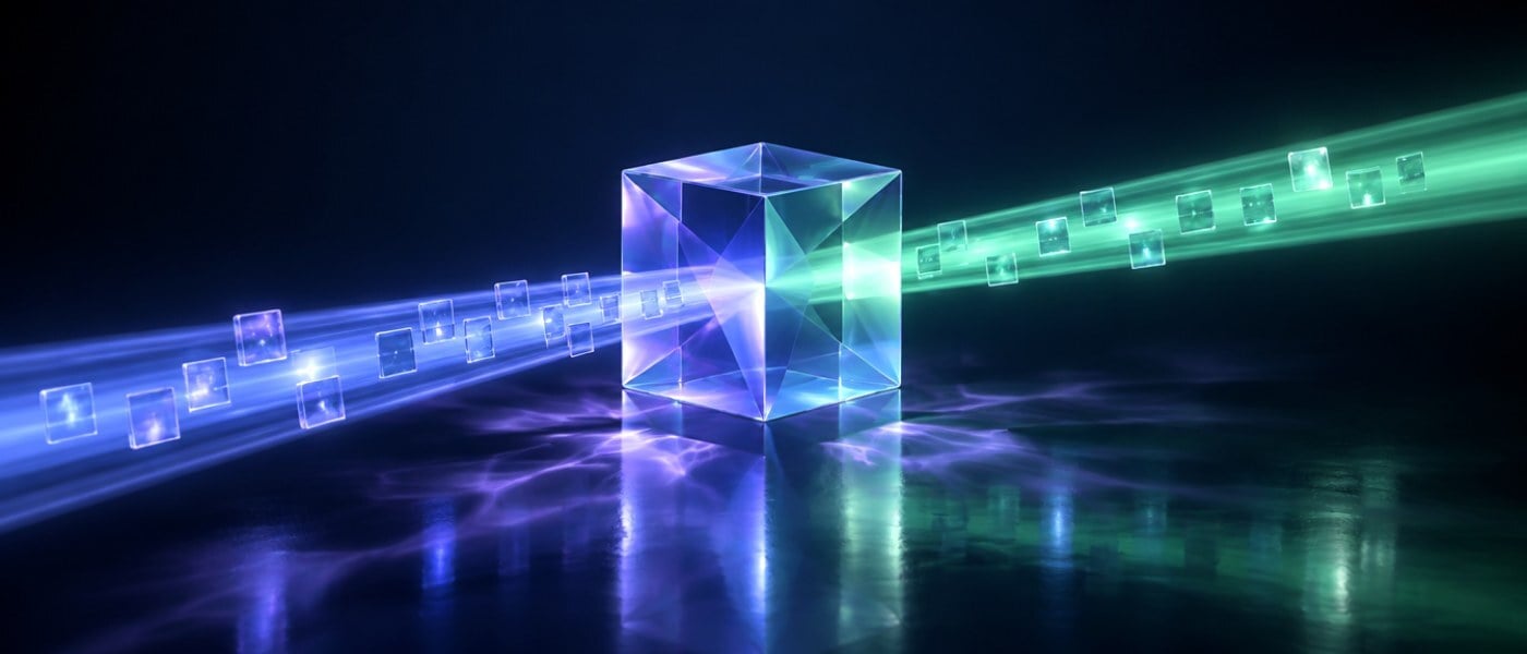 A glass cube connecting to AI assistants through the Cube MCP Server