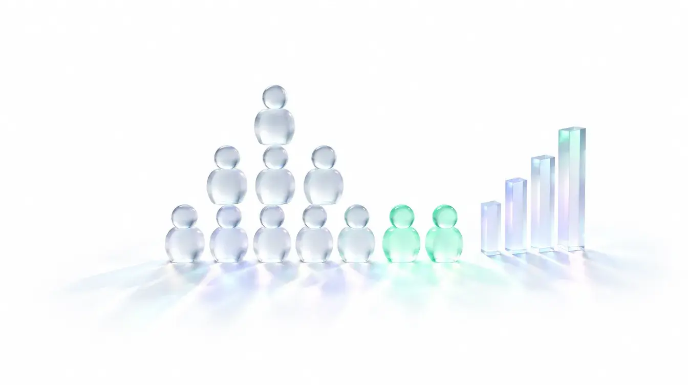 Glass figures in rows, representing headcount planning