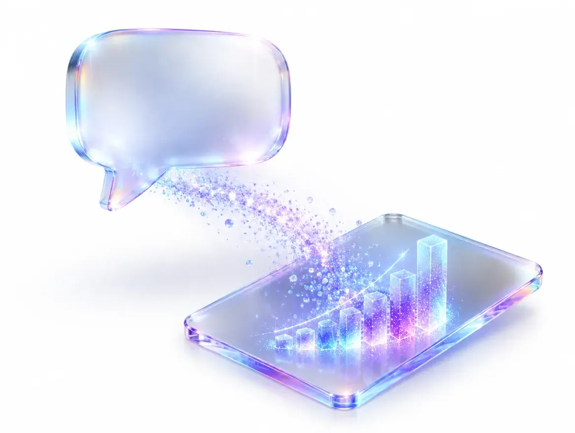 A glass AI spark over live numbers