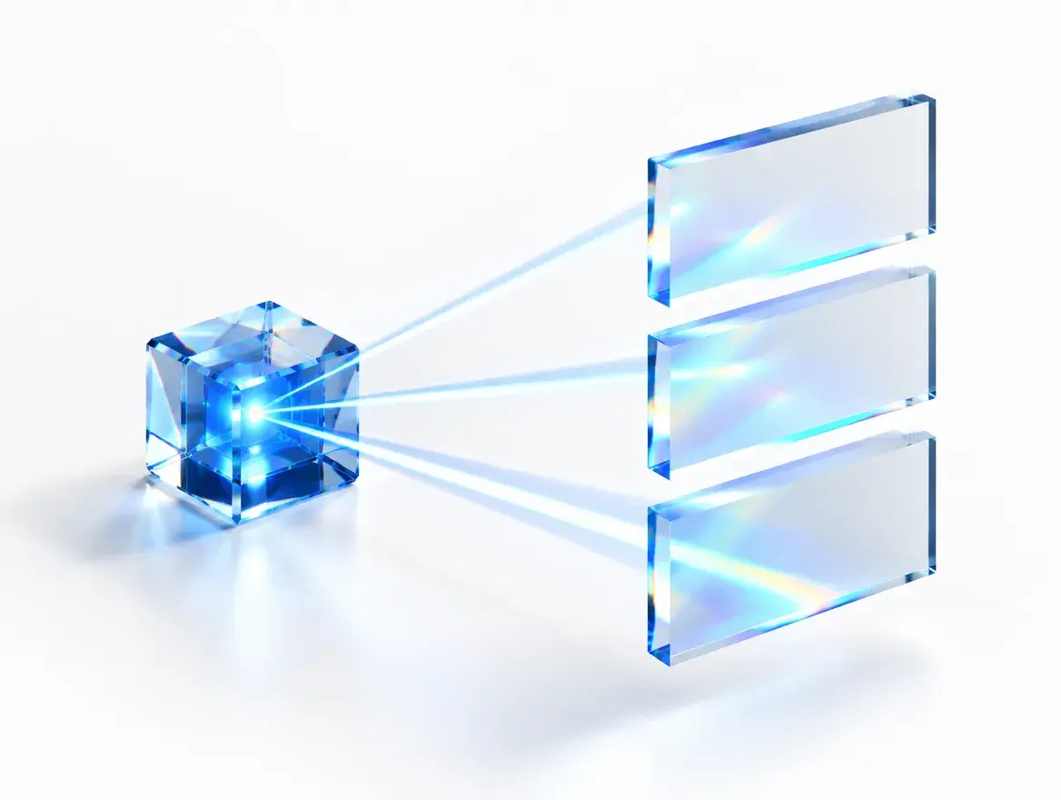 One glass source feeding many panels