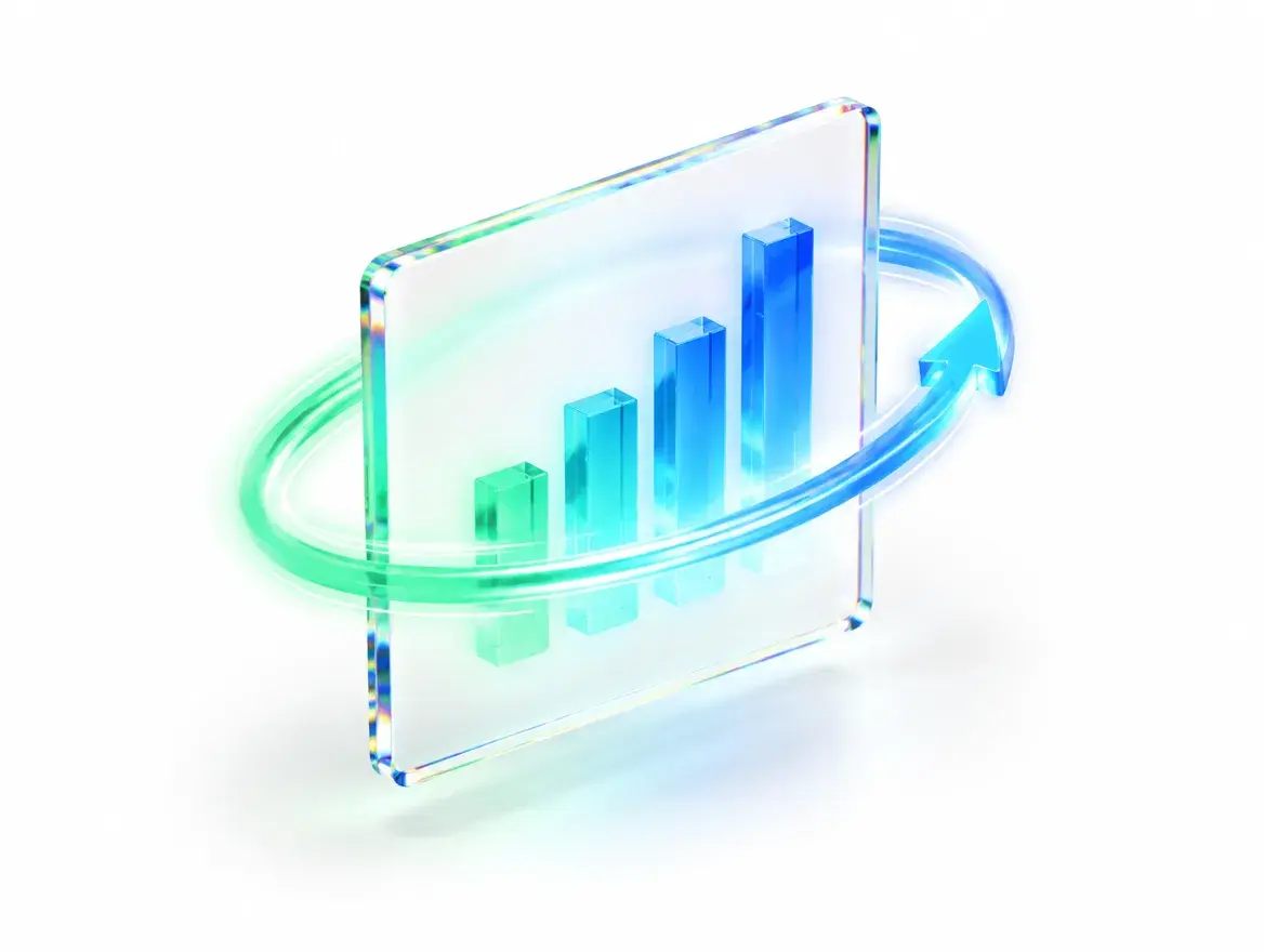 A glass panel refreshing with live numbers