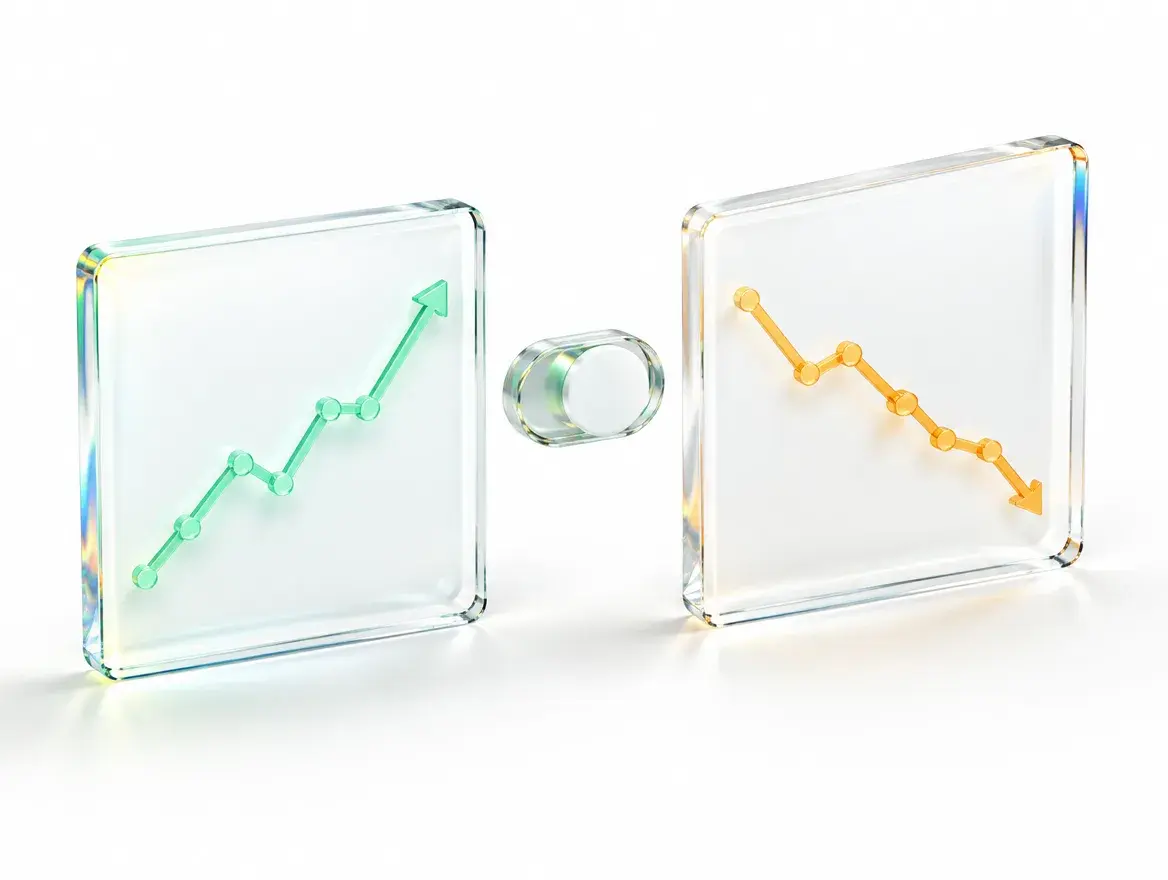 Branching glass panels representing scenarios