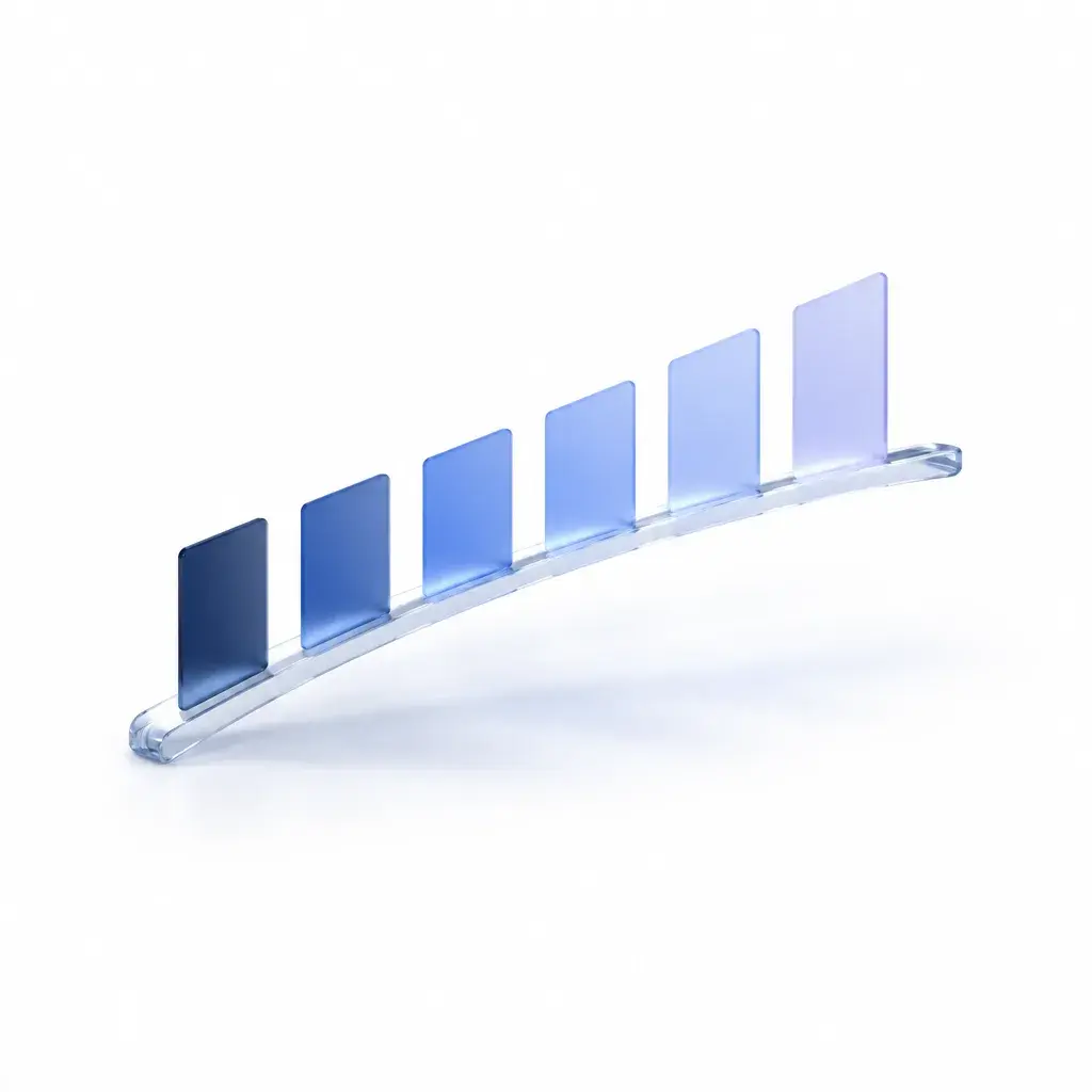 A glass forecast line extending forward, representing a rolling forecast