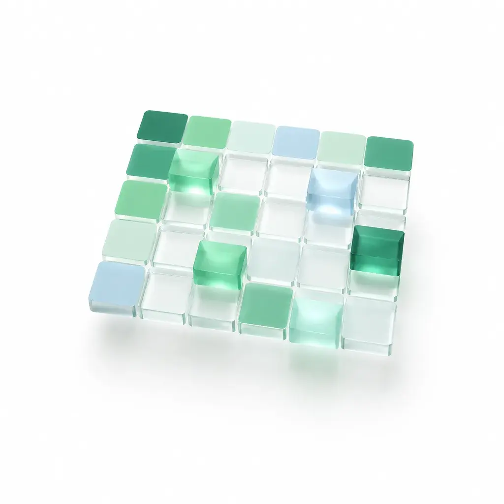A glass spreadsheet grid connected to Cube